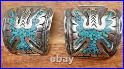 RARE Native American Thomas Singer Turquoise Thunder Bird Silver Watch Ends Tips