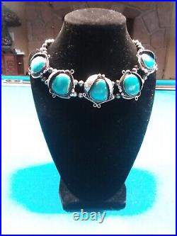 RARE Native American Turquoise Choker Necklace SIGNED Museum Quality