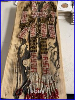 RARE Native American WHIRLING LOGS Flapper Handmade Antique Beaded Necklace W@W