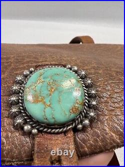 RARE Native American Zuni Western Leather Turquoise Sterling Silver Purse Bag