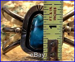 RARE Navajo Carl Luthy 3 Strand Sterling Cuff Bracelet Amazing Bisbee Turquoise