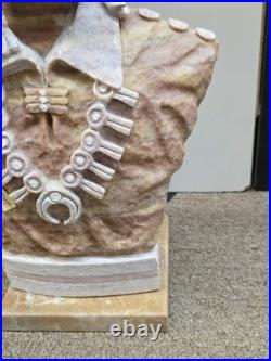 RARE Navajo Carved Alabaster / Soap Stone Fetish Man Scene Base Signed