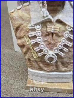 RARE Navajo Carved Alabaster / Soap Stone Fetish Man Scene Base Signed