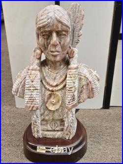 RARE Navajo Carved Alabaster / Soap Stone Fetish Woman Scene Base Signed