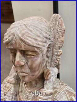 RARE Navajo Carved Alabaster / Soap Stone Fetish Woman Scene Base Signed