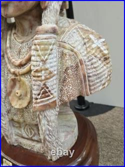 RARE Navajo Carved Alabaster / Soap Stone Fetish Woman Scene Base Signed