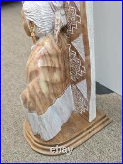 RARE Navajo Carved Alabaster / Soap Stone Fetish Woman Scene Base Signed