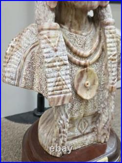 RARE Navajo Carved Alabaster / Soap Stone Fetish Woman Scene Base Signed