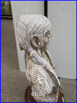 RARE Navajo Carved Alabaster / Soap Stone Fetish Woman Scene Base Signed