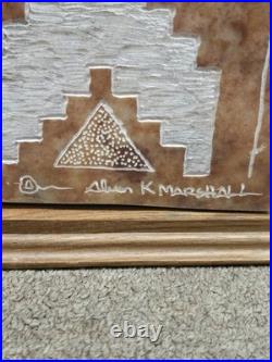 RARE Navajo Carved Alabaster / Soap Stone Fetish Woman Scene Base Signed