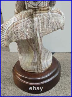 RARE Navajo Carved Alabaster / Soap Stone Fetish Woman Scene Base Signed