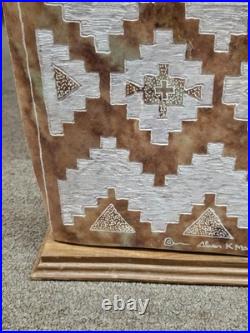 RARE Navajo Carved Alabaster / Soap Stone Fetish Woman Scene Base Signed