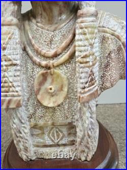 RARE Navajo Carved Alabaster / Soap Stone Fetish Woman Scene Base Signed