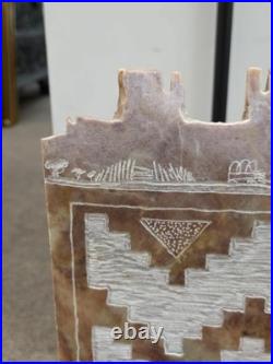 RARE Navajo Carved Alabaster / Soap Stone Fetish Woman Scene Base Signed