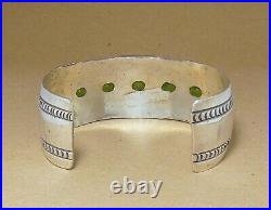 RARE Navajo EMER THOMPSON Sterling Silver Faceted Green Peridot Cuff Bracelet