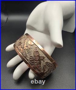 RARE Navajo Elaine Becenti Copper Eagle Dancer Storyteller Bracelet Hallmarked