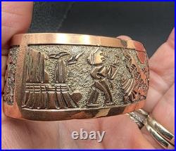 RARE Navajo Elaine Becenti Copper Eagle Dancer Storyteller Bracelet Hallmarked