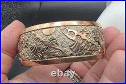 RARE Navajo Elaine Becenti Copper Eagle Dancer Storyteller Bracelet Hallmarked