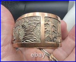RARE Navajo Elaine Becenti Copper Eagle Dancer Storyteller Bracelet Hallmarked