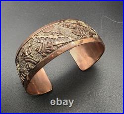 RARE Navajo Elaine Becenti Copper Eagle Dancer Storyteller Bracelet Hallmarked