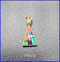 RARE Navajo Native American 14K Yellow Gold Pendant, 3mm bale Signed GG