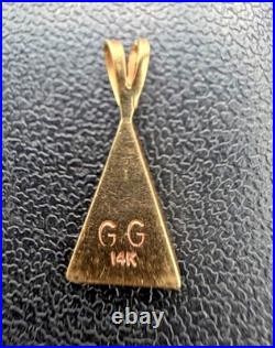 RARE Navajo Native American 14K Yellow Gold Pendant, 3mm bale Signed GG