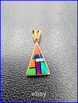 RARE Navajo Native American 14K Yellow Gold Pendant, 3mm bale Signed GG