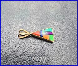 RARE Navajo Native American 14K Yellow Gold Pendant, 3mm bale Signed GG
