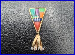 RARE Navajo Native American 14K Yellow Gold Pendant, 3mm bale Signed GG