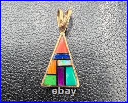 RARE Navajo Native American 14K Yellow Gold Pendant, 3mm bale Signed GG