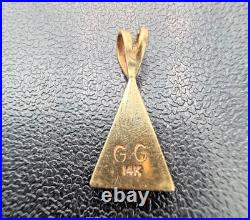 RARE Navajo Native American 14K Yellow Gold Pendant, 3mm bale Signed GG