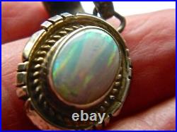RARE Navajo Sterling Pendant with Coober Pedy White Flash Opal 3.7 Ct Signed