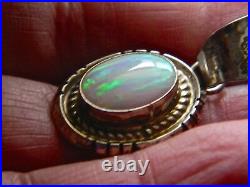 RARE Navajo Sterling Pendant with Coober Pedy White Flash Opal 3.7 Ct Signed