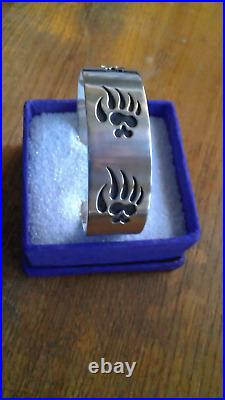 RARE Navajo Sterling Silver Cuff Bear Paw by Rodney Lee Guerro 58 Grams