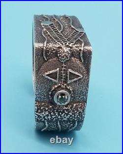 RARE Navajo TUFA CAST Sterling Silver Bracelet by RIC CHARLIE 6 1/2-7