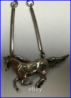 RARE Navajo Vintage Glenn & Irene Sandoval Horse Necklace Sterling Silver 39.6g