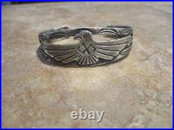 RARE OLD 1930's / 40's Navajo Sterling Silver APPLIED THUNDERBIRD Bracelet