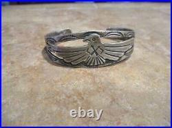 RARE OLD 1930's / 40's Navajo Sterling Silver APPLIED THUNDERBIRD Bracelet