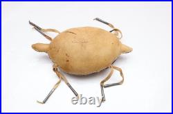 RARE, OLD NATIVE AMERICAN BEADED LEATHER FETISH American Flags AMULET Turtle ATQ