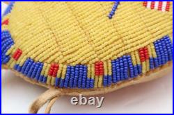 RARE, OLD NATIVE AMERICAN BEADED LEATHER FETISH American Flags AMULET Turtle ATQ