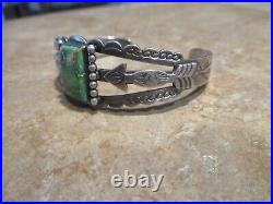RARE OLD Navajo Sterling Silver Royston Turquoise APPLIED ARROWS Bracelet