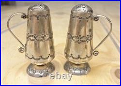 RARE OLD PAWN FRED HARVEY ERA NAVAJO STERLING SILVER SALT & PEPPER SHAKERS 99.8g