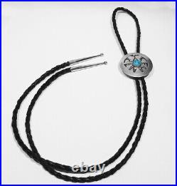 RARE OLD Signed Lonn Parker Navajo 925 Silver Turquoise Thunderbird Bolo Tie