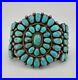 RARE-ONDELACY-ZUNI-SILVER-NATURAL-LONE-MOUNTIAN-TURQUOISE-CLUSTER-BRACELET-85-5g-01-xwm