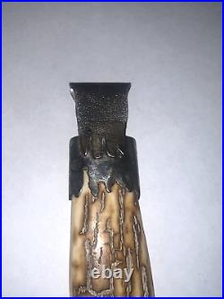 RARE ONE OF KIND antler & sterling pendent native signed M B 4 INCHES LONG HJ48