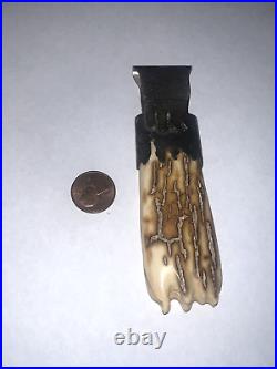 RARE ONE OF KIND antler & sterling pendent native signed M B 4 INCHES LONG HJ48