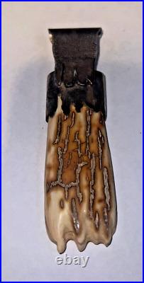 RARE ONE OF KIND antler & sterling pendent native signed M B 4 INCHES LONG HJ48