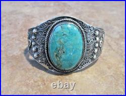 RARE Old 1940's Navajo Sterling Silver Premium Turquoise THUNDERBIRD Bracelet