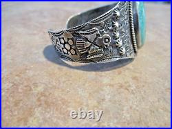 RARE Old 1940's Navajo Sterling Silver Premium Turquoise THUNDERBIRD Bracelet