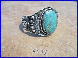 RARE Old 1940's Navajo Sterling Silver Premium Turquoise THUNDERBIRD Bracelet